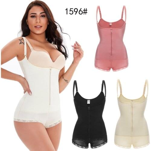 Womens Binders And Shapers Bodysuit Shapewear Women Latex Body Shaper Post Liposuction Girdle Clip And Zipper Tummy Control New