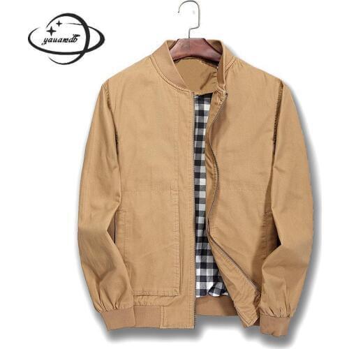 Mens Jackets Spring Autumn Male Coats Clothing Stand Collar Rib Sleeve Zipper Baseball Washed Man Outerwear Clothes H83