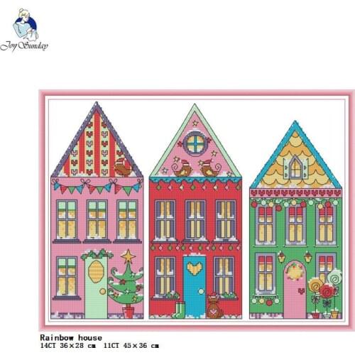 Rainbow House Pattern cross stitch Aida 14CT 11CT count canvas printing embroidery kit DIY sewing fabric crafts home decoration