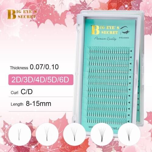 Big eyes secret Premade Volume Fans Eyelash Extension Long Stem Russian Volume Lashes Fans Faux Mink Eyelashes