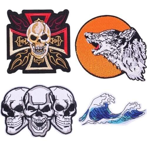 ZOTOONE Skull Punk Embroidery Patch for Clothes Jacket Banner Fabric Sticker Iron on Sew on Craft Sewing Repair Thermo Stickers