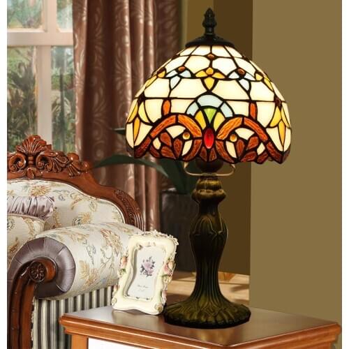 20cm Tiffany Table Lamp E27 Alloy Base Baroque Bedroom Bedside Lamp Creative Fashion Retro Table Lamp WF1113