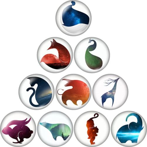 New Beauty Animals 10pcs mixed 12mm/16mm/18mm/25mm Round photo glass cabochon demo flat back Making findings