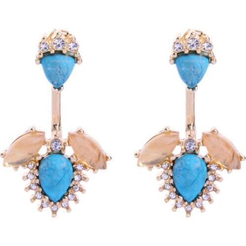 Bulk Price Cheap Friendship New Arrival Female Blue Natural Stone Earrings Charms Statement Hook Earrings For Party Gift Jewelry