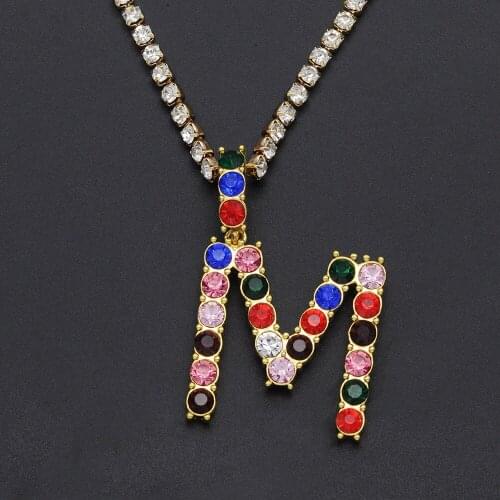 Super Bling Bling Jesus Alphabet Letter M Hip Hop Necklace Fashion Rapper Jewelry Trendy Iced Out Jewelry Necklace Pendants