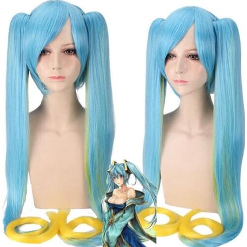 120CM Long Wigs Game League of Legends LOL Sona Buvelle Maven of the Strings Ombre Cosplay Wig Costume Synthetic Hair Wigs Props