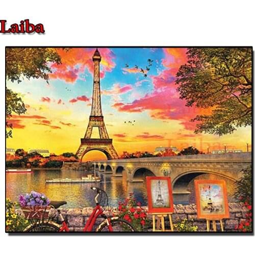 Paris Tower City Trees Scenery Diamond Painting Full Square/Round Drill 5d Diamond Embroidery Mosaic Gift Home Decor Needlework