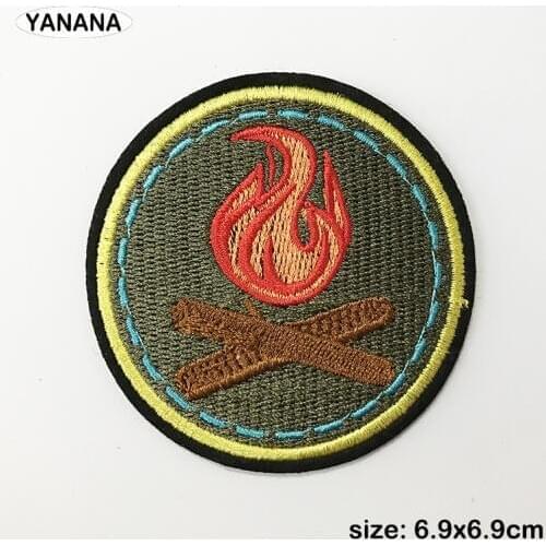Fire Burning Flames High-quality garment accessories badge circular patch Iron on clothes