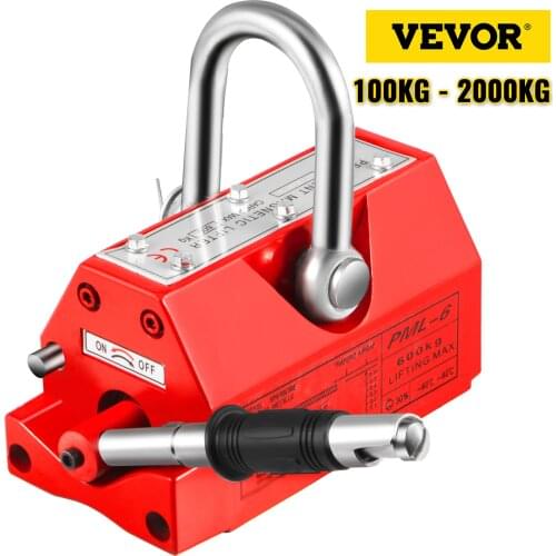 VEVOR 220 - 4400LBS Permanent Magnetic Lifter Manual Control Heavy Duty Jack for Lifting Hoist Crane Magnet Round Neodymium Iron