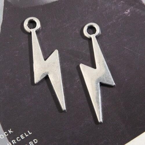 30pcs Silver Color Lightning Charms Natural Phenomenon Pendant For DIY Handmade Jewelry Making Accessorie 8x34mm