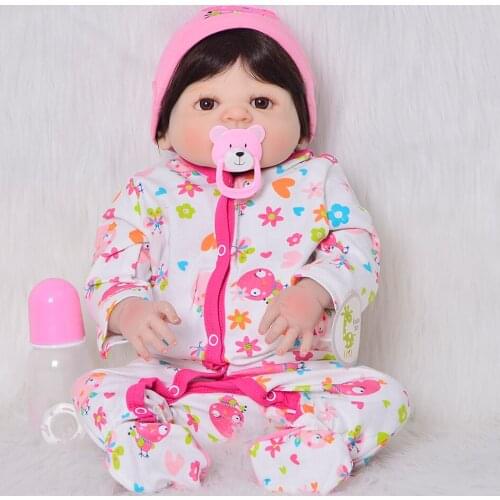 23 inch Full Silicone Vinyl Reborn Baby Doll Girl Playmate 57cm Baby Real Dolls Fashion Xmas Gift Toy For Reborn Menina Bonacas