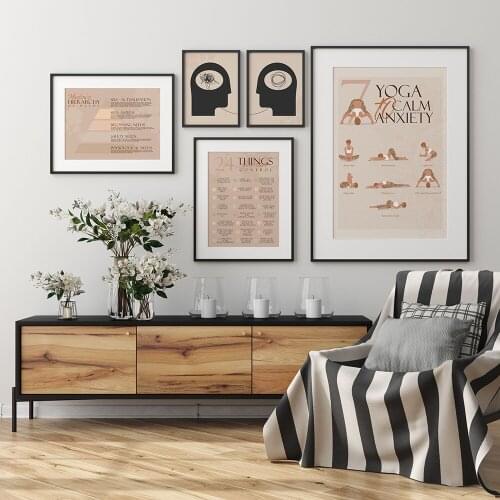 Psychotherapy Poster Canvas Painting Abstract Landscape Print Yoga To Calm Quote Wall Art Pictures Living Room Decoration Home