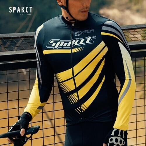 Spakct Spring/summer Man Cycling Shirt Long-sleeved Stretch Breathable Bicycle Mountain Bike Cycling Clothing Suit Non-slip Belt
