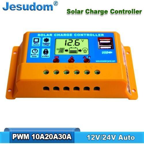 PWM 10A 20A 30A Solar Controller Charger 5V USB Charger 12V 24V Solar Panel Battery LCD Charger Controller Auto Work