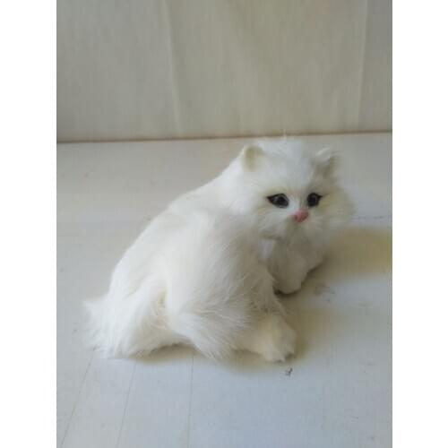 Cute simulation white cat model,plastic&furs sounds miaow cat handicraft about 15x9cm 1462