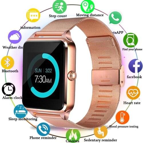 Smart Watch Steel Band Intelligent Watches Smart Wearable Wristbands Support Bluetooth TF Card for Phone Android iOS Sports
