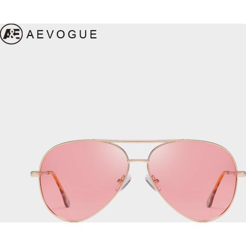 AEVOGUE Polarized Sunglasses Women Pilot Ocean Color Pink Transperant Lens Driving Unisex Sun Glasses UV400 AE0751