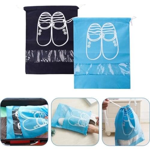 1Pcs Drawstring Shoe Storage Bag Waterproof Dust-proof Shoes Bag for Travel Non-Woven Tote Drawstring Bag Dolap Organizer