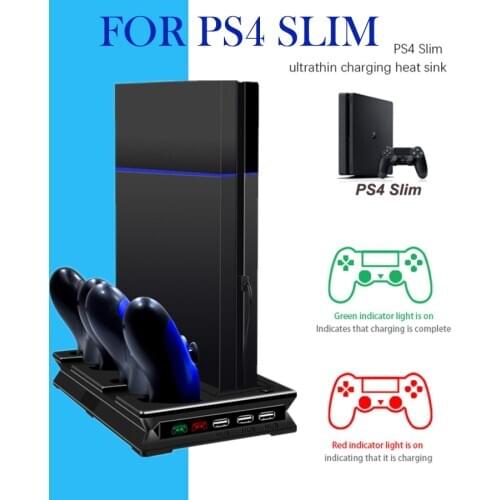 PS4 Slim Console Vertical Cooling Stand USB 3 Ports Charging Dock Station For PS4 Slim Controller Game Console Base Accessories
