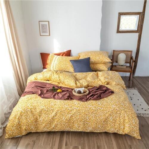2020 Spring Bedding Sets Dense little white flowers Bed Set yellow Bedding Dense phobia bed linen single/double bed Grey sheet
