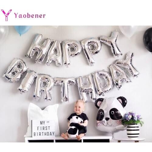 13pcs Happy Birthday Letter Ballon Banner Decoration First Baby Boy Girl Party Decor Adult Kids My 1st One Year Garland Supplies
