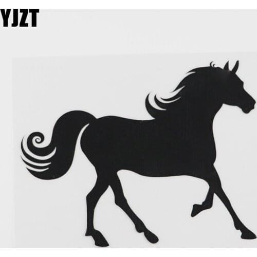YJZT 14.6CMX11.3CM Decoration Galloping Horse Farm Animal Vinyl Car Sticker Black/Silver 8A-0128