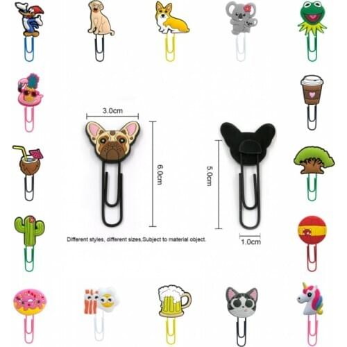 1000pcs Cartoon PVC Bookmarks Animal Corgi Koala Unicorn Paper Clips Stationery Shool Supply Page Holder for Student Kids Gift