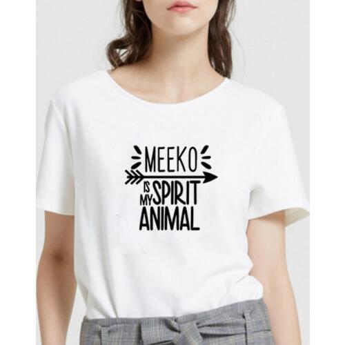 Meeko Is My Spirit Animal Print Summer T-shirt Women O-neck Cotton Short Sleeve Funny Tshirt Women Top Loose T-shirt Femme
