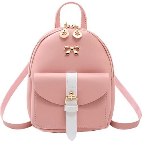 Womens Mini Backpack Luxury PU Leather Kawaii Backpack Cute Graceful Bagpack Small School Bags for Girls Bow-knot Leaf Hollow