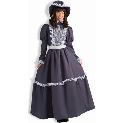 Halloween retro costume for women Girls Cotton dress+hat Palace Queen Prince Cosplay Elegant Costumes Party Fancy Dress