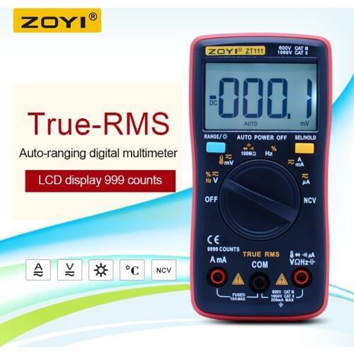 ZOYI ZT111 Mini Digital Multimeter Pocket 9999 Counts Ohm AC/DC Voltage Ammeter Current Meter with Temperature NCV Measurement