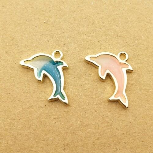 10pcs 14x21mm enamel dolphin charm for jewelry making and crafting fashion earring pendant bracelet necklace charms