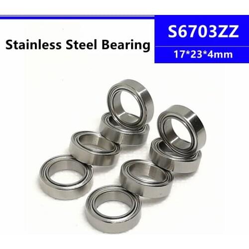 10pcs/50pcs S6703ZZ 17*23*4mm Stainless Steel Deep Groove Ball Bearing 17x23x4mm S6703Z S61703ZZ B6703ZZ