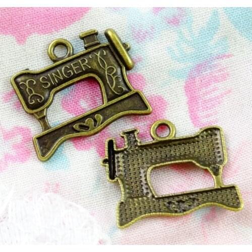 100pcs Charms Sewing Machine 20x17mm Antique Bronze Plated Color Pendants Making DIY Handmade Bronze Color Jewelry
