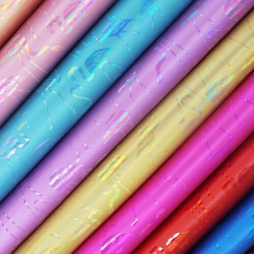 50*135cm FLaser flamingo leather Fabirc Faux Leather Sheets for Bows DIY Handmade materials