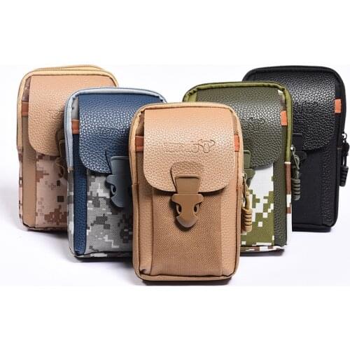 7-Inch Fashion Verticle Canvas Waist Pack Multi-Colored Options Portable Phone Bag Three-Layer Storage Business Running Bag