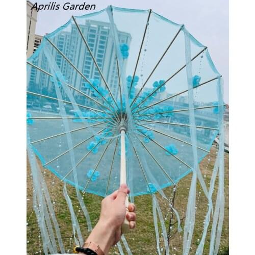 76cm Chinese Japan Yarn Silk Cloth Umbrella transparent Ancient Princess Drama White Craft Umbrella Red Cosplay