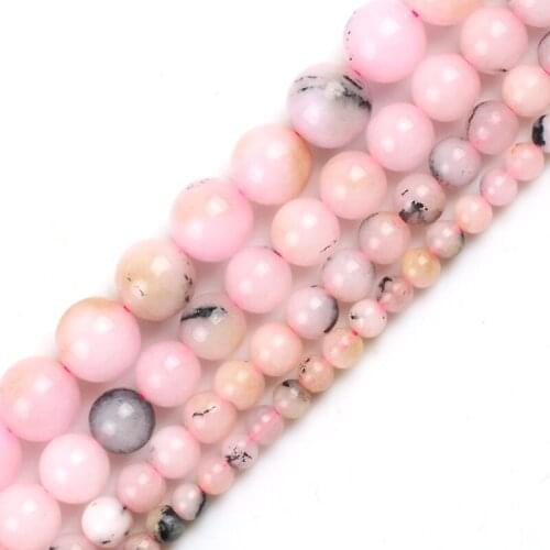 Natural Angelite Stone Morgan Moss Beads Smooth Round Loose Spacer Bead For Making Jewelry DIY Bracelet 15'Strand 4/6/8/10/12mm