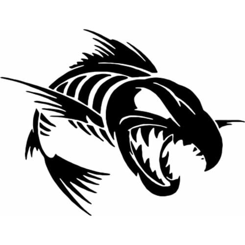 Black/silver Fish Bone Car Sticker Shark Skull Animal Decal Removable Waterproof Rear Window Decor CL442