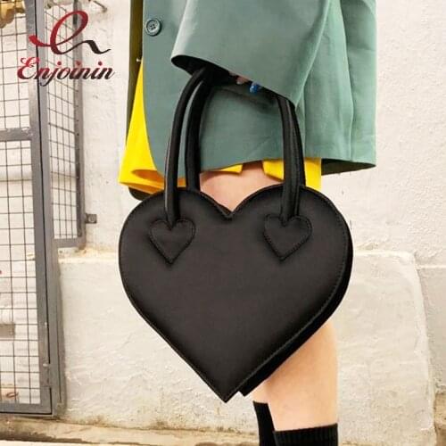 Black Heart Shaped Design Purses and Handbags for Women Fashion Designer Brand Totes Female Kawaii Crossbody Bags Pu Leather