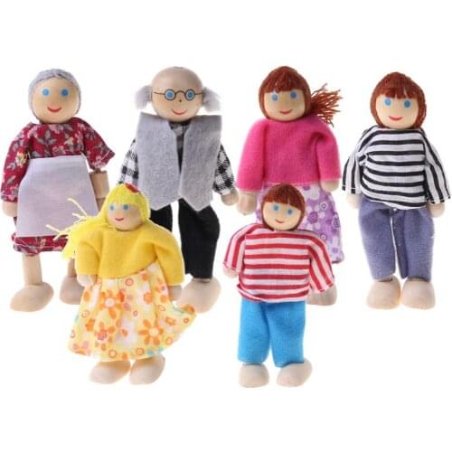 Wooden Furniture Miniature Set Doll Toys House Family Person Figures Pretend Play Dollhouse for Kids Child