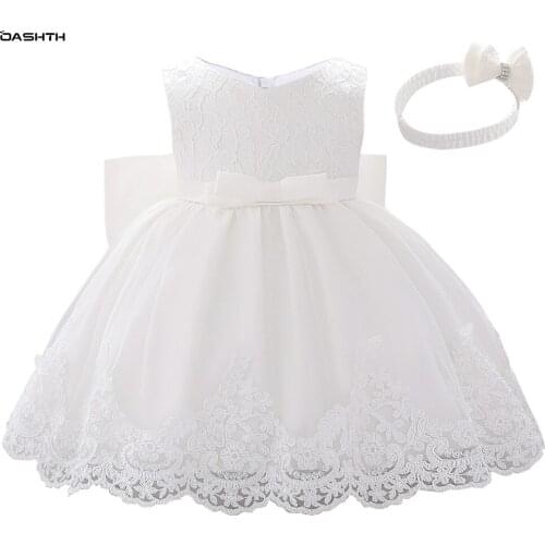 OASHTH Childrens dress new baby one-year-old full moon dress childrens dress princess lace bow infant dress