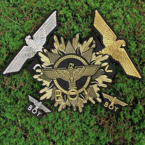 Design large embroidery big eagle letter animal cartoon patches for clothing HE-3279