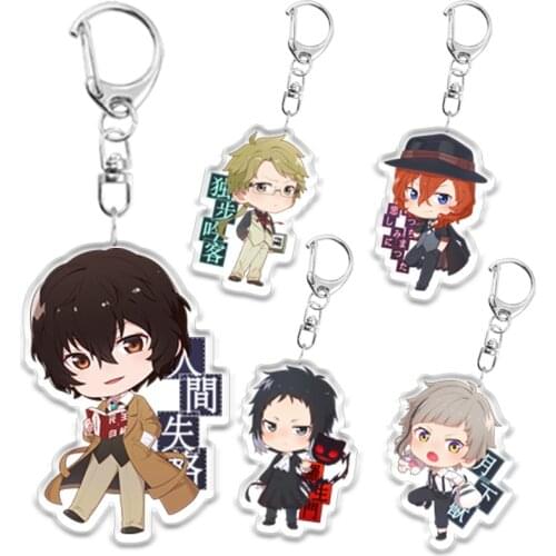 Bungo Stray Dogs Acrylic Keychain Double Sided Car Keychain Charm Pendant Anime Cosplay Accessories Cartoon Bag Trinket