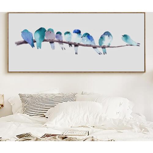 Elegant Poetry Birds on Tree Animal Modern Watercolor Art Canvas Painting Art Print Poster Wall Painting Bedroom Home Decoration