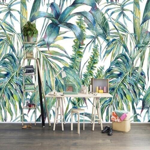 Photo Wallpaper 3D Modern Tropical Leaves Plants Murals Living Room Theme Hotel Background Wall Cloth Eco-Friendly Wall Papers
