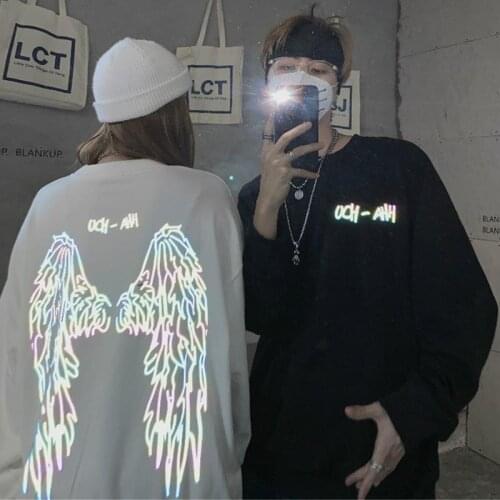 Summer 100% Cotton T-Shirt Male Funny Harajuku Loose Tee Streetwear O-Neck Fashion Long Sleeve Tops Japan Couple Gothic T Shirt