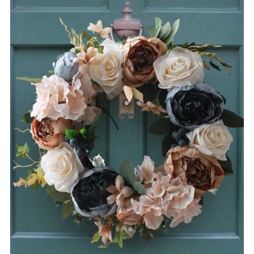 Simulation Rose Silk Cloth Garland American Country Retro Pastoral Garland Villa Model Room Art Crafts Wall Hanging Decoration