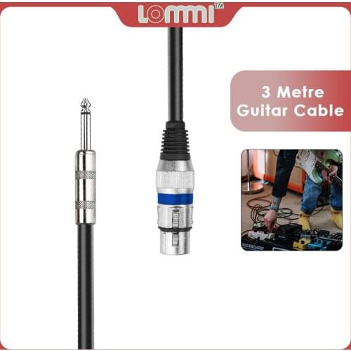 LOMMI Instrument Cable XLR 3 Pin Plug To 6.35mm (1/4") Male Mono Jack Plug Cable Microphone Cord Cable For PRO DJ Stage Audio
