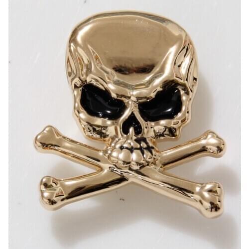 KB708) Wholesale 50pc Cowboy Decor Skull Crossbones button Gold Leathercraft